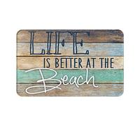 Life is Better at The Beach Vintage Bathroom Rugs Soft Bath Mat Non Slip Absorbent Indoor Floor Rug Kitchen Mats for Home Bedroom Decor, 31.5x19.5 Inches