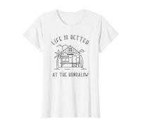 Life is Better At The Bungalow Vacation Summer Surfboard Tee Value Graphic T-Shirt, Women, White, XL