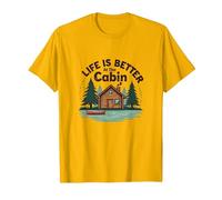 Life is Better at The Cabin Rustic Outdoors Retreat T-Shirt, Men, Golden Yellow, 3X-Large