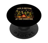 Life Is Better At The Campfire Gnome Goblins Beer Camping PopSockets Adhesive PopGrip