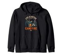 LIFE IS BETTER AT THE CAMPFIRE Outdoor Adventure Campers Zip Hoodie