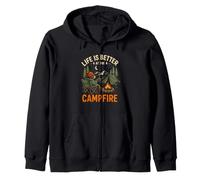 LIFE IS BETTER AT THE CAMPFIRE Outdoor Adventure Campers Zip Hoodie