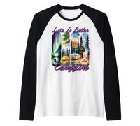Life Is Better At The Campfire Outdoor Lifestyle Natur Lover Raglan Baseball Tee