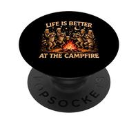 Life Is Better At The Campfire Raccoons Beer Vintage Camping PopSockets Adhesive PopGrip