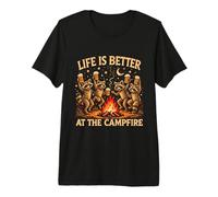 Life is Better At The Campfire Raccoons Beer Vintage Camping Premium T-Shirt