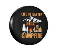 Life Is Better At The Campfire Spare Tire Cover Dustproof Spare Wheel Cover Lightweight Wheel Protection Covers For Trailer Camper Jeep 14inch