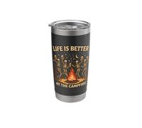 Life is Better At The Campfire Spooky Skeleton Beer Camping Stainless Steel Insulated Tumbler