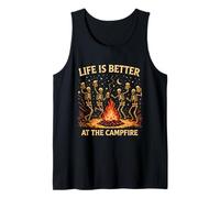 Life is Better At The Campfire Spooky Skeleton Beer Camping Tank Top