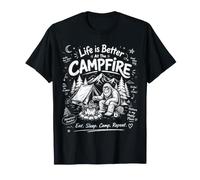 Life is Better At The Campfire Vintage Bigfoot BBQ Camping T-Shirt