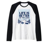 Life is Better At The Lake Life Lovers Fishing Boating Raglan Baseball Tee