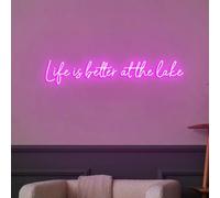 Life is Better at The Lake Neon Sign, at The Lake Signs, New Lake House Wall Decoration Art, Addition to Lake Home