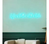 Life is Better at The Lake Neon Sign, at The Lake Signs, New Lake House Wall Decoration Art, Addition to Lake Home