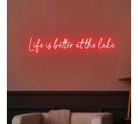Life is Better at The Lake Neon Sign, at The Lake Signs, New Lake House Wall Decoration Art, Addition to Lake Home