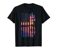 Life is Better At The Lake Pontoon Boating Wakeboard US Flag Value Graphic T-Shirt, Men, Black, M
