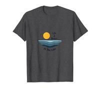 Life is Better at The Lake Sunset Waves Vacation T-Shirt, Men, Dark Heather Grey, 4XL