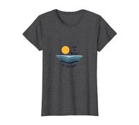 Life is Better at The Lake Sunset Waves Vacation T-Shirt, Women, Dark Heather Grey, XS