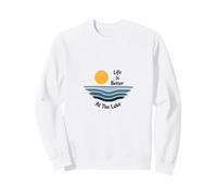 Life Is Better At The Lake Trip Sunset Waves Vacation Hoodie Sweatshirt, Adult Unisex, White, X-Large
