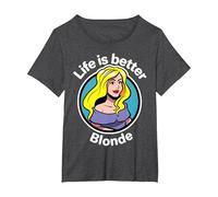 Life is Better Blonde T-Shirt, Women's Plus, Dark Heather Grey, 1X