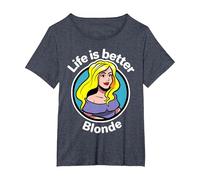 Life is Better Blonde T-Shirt, Women's Plus, Heather Blue, 2X