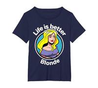 Life is Better Blonde T-Shirt, Women's Plus, Navy Blue, 2X
