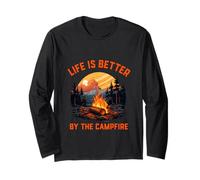 Life is Better by The Campfire Camping Firewood S'Mores Long Sleeve T-Shirt