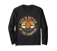 Life is Better By The Campfire Retro Camping Long Sleeve T-Shirt