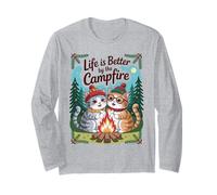 Life Is Better By The Campfire Smores Funny Cat Camping Long Sleeve T-Shirt