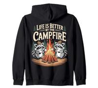Life Is Better By The Campfire Smores Funny Raccoon Camping Zip Hoodie