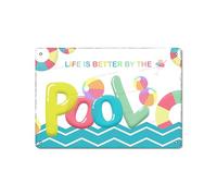 Life is Better by The Pool Funny Tin Sign Swim Swimming Pool Beach Bar Metal Art Wall Decor Indoor/Outdoor Use 8×12 Inch Aluminum Hanging Plaque