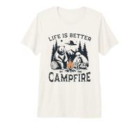 Life is Better Campfire Bear Alien Camping UFO Premium T-Shirt