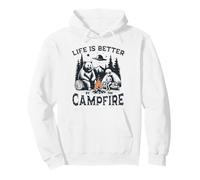 Life Is Better Campfire Bear Alien Camping UFO Pullover Hoodie