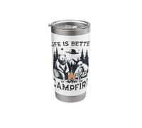 Life is Better Campfire Bear Alien Camping UFO Stainless Steel Insulated Tumbler