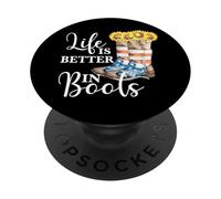 Life Is Better In Boots Vintage Country Music USA Sunflower PopSockets Adhesive PopGrip
