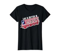Life is Better in Liberia Flag Typography Independence Value Graphic T-Shirt, Women, Black, S