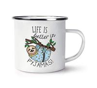 Life is Better in Pyjamas Sloth Enamel Mug Cup