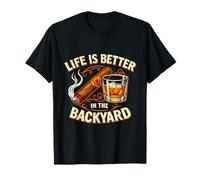 Life is Better in The Backyard Funny Cigar and Bourbon Dad T-Shirt