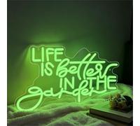 Life is Better in the Garden Neon Sign Dimmable ED Light Sign for for Outdoor Room Decor USB Powered Light Up Sign for Garden Home Entryway Front Porch Party Gift