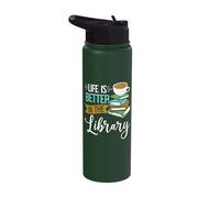 Life is Better in The Library - Book Lover Reading Teacher Stainless Steel Insulated Water Bottle