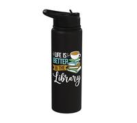 Life is Better in The Library - Book Lover Reading Teacher Stainless Steel Insulated Water Bottle