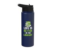 Life is Better in The Library - Reading Teacher Book Nerd Stainless Steel Insulated Water Bottle