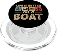 Life Is Better On A Boat Sailor Motorboating Captain PopSockets PopGrip for MagSafe