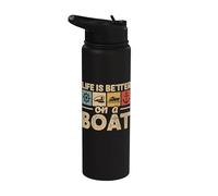 Life is Better On A Boat Sailor Motorboating Captain Stainless Steel Insulated Water Bottle