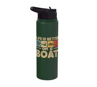 Life is Better On A Boat Sailor Motorboating Captain Stainless Steel Insulated Water Bottle