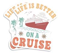 Life is Better On A Cruise Magnet - Nautical Theme Ship Tropical Vacation Gift Beach Lover Souvenir EPLM0098-5 Inches 2 Pack