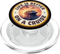 Life Is Better on a Cruise, Nautical Cruise Vacation Design PopSockets PopGrip for MagSafe