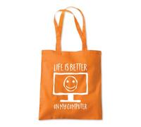 Life is Better On Computer Tote Shopping Bag 10 Litres Capacity 42 x 38cm