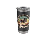 Life is Better On Grandpa's Tractor Farmer Tractor Lovers Stainless Steel Insulated Tumbler