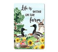 Life Is Better on The Farm Metal Signs Duck Sunflower Farmhouse Quote Tin Signs Vintage 8×12 Inch Custom Metal Sign Home Decor Fathers Day Living Room Patio Front Door Home