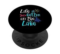 Life Is Better On The Lake Summer Women Vacation Trip PopSockets Adhesive PopGrip