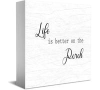 Life Is Better On The Porch New Home Decor Rustic Gift Ideas Wood Sign Desk Shelf Farmhouse Room Decorations 5 × 5 Inch